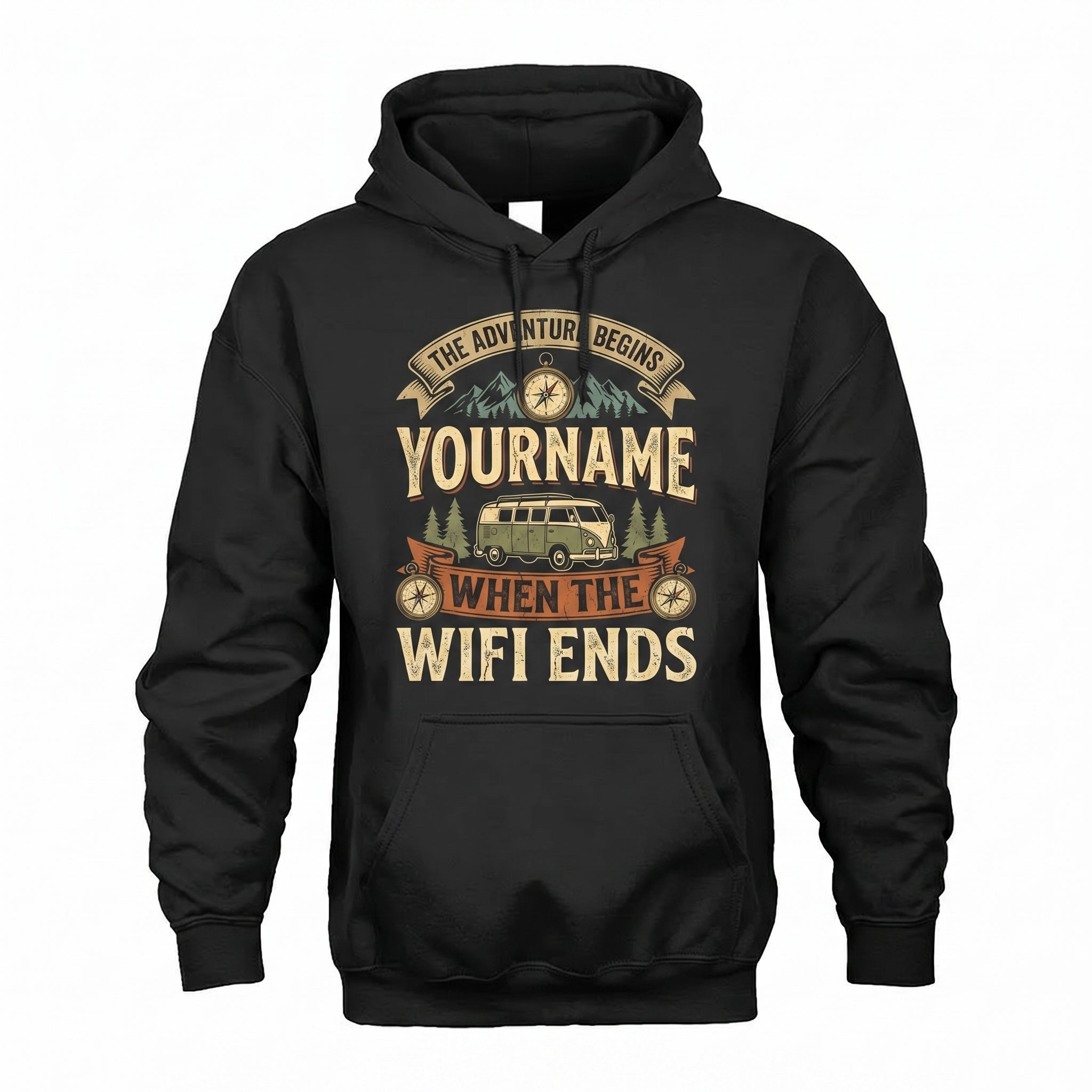 The Adventure Beings, When The Wifi Ends - Personalized Name T-Shirt
