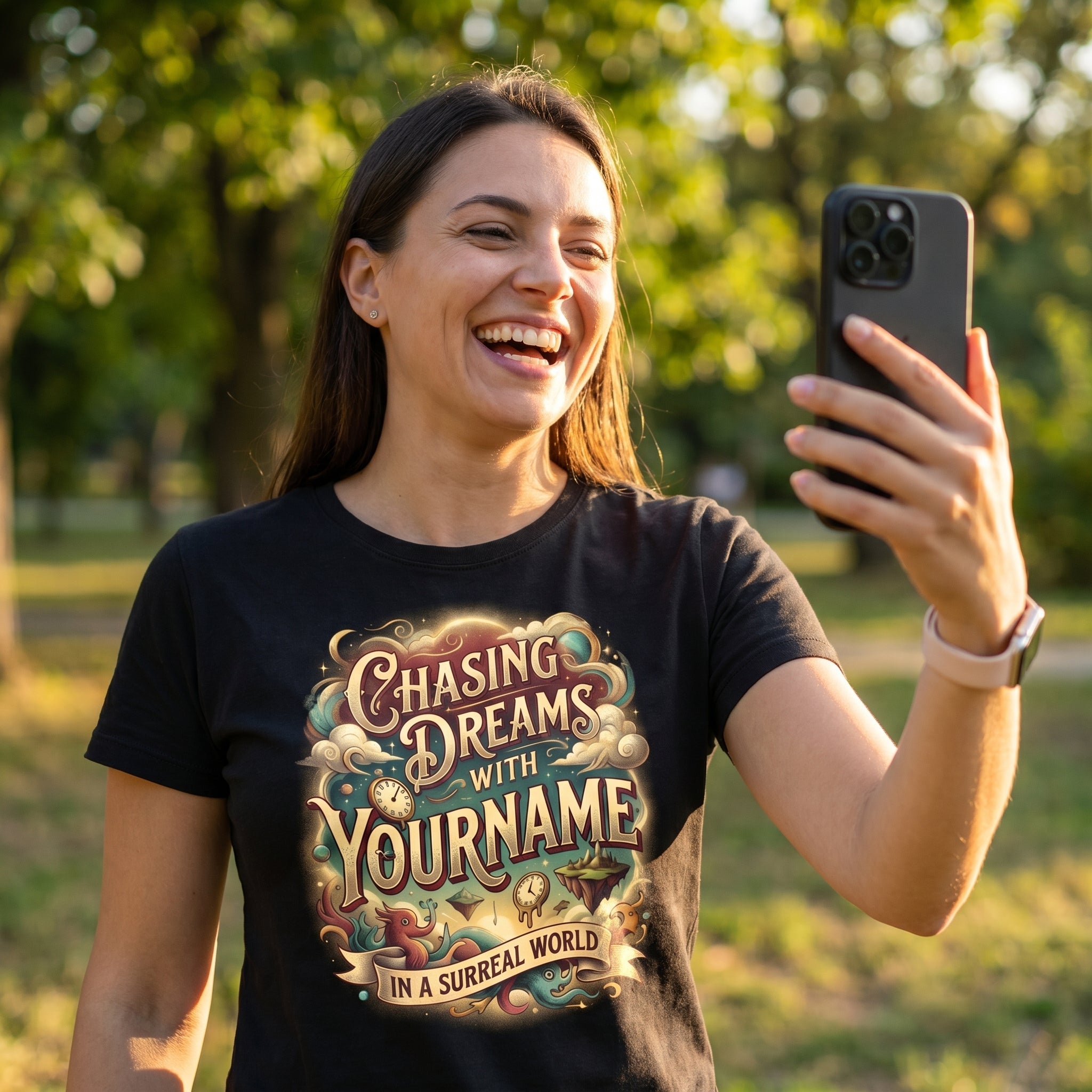 Chasing Dreams With... In A Surreal World - Personalized Name T-Shirt