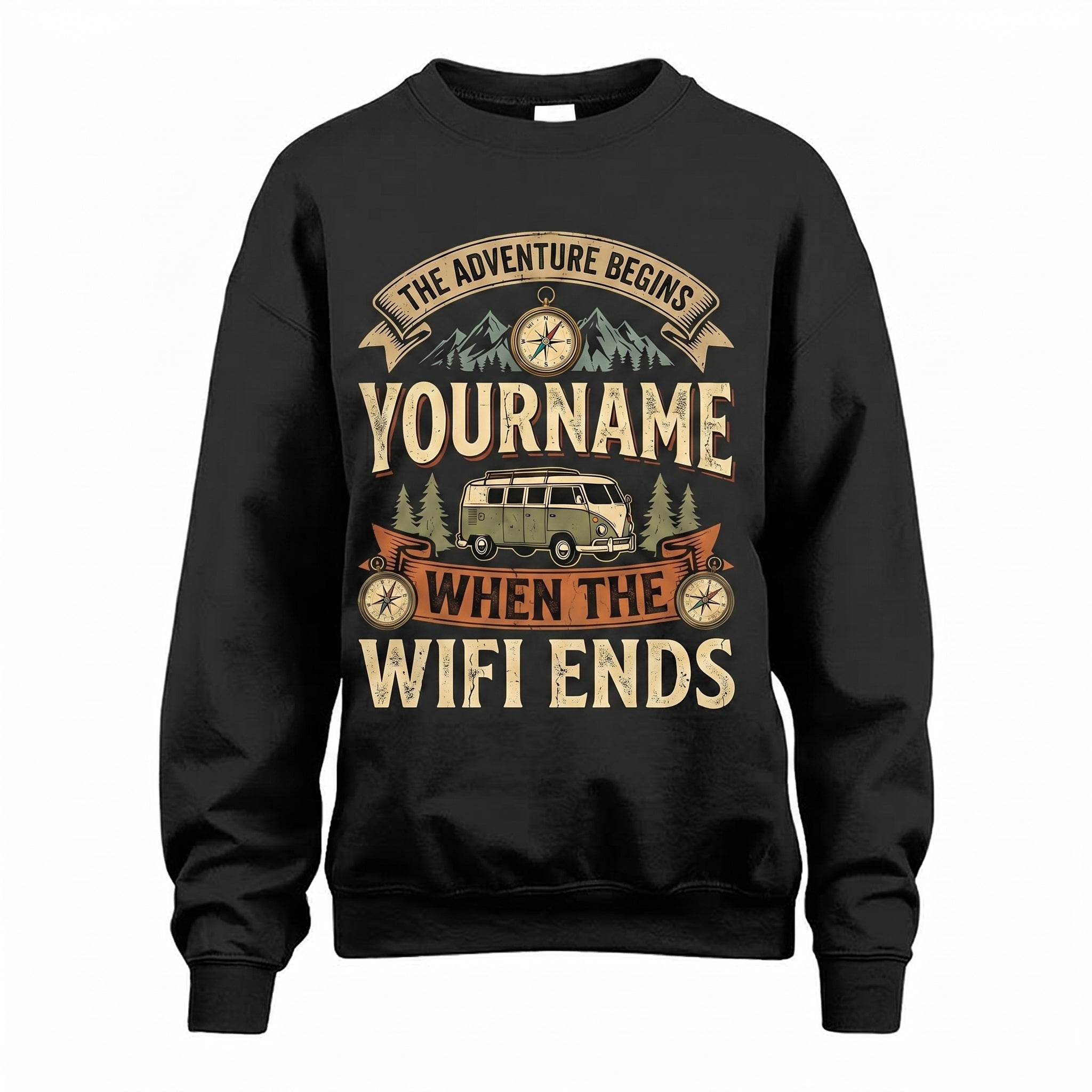 The Adventure Beings, When The Wifi Ends - Personalized Name T-Shirt