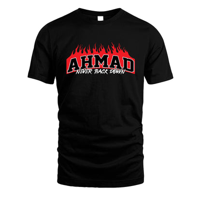Never Back Down Your Name With Fire Shirt AHMAD M1-37
