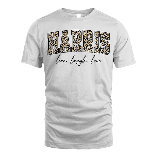Live Laugh Love Custom Name With Leopard Pattern Shirt HARRIS M1-13