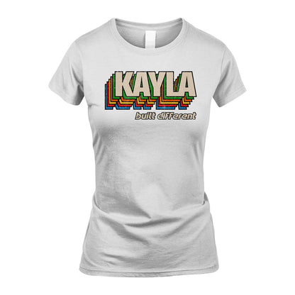 Your Name Built Different Retro Shirt KAYLA M1-26