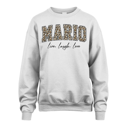 Live Laugh Love Custom Name With Leopard Pattern Shirt MARIO M1-13