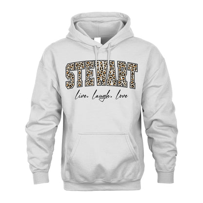 Live Laugh Love Custom Name With Leopard Pattern Shirt STEWART M1-13