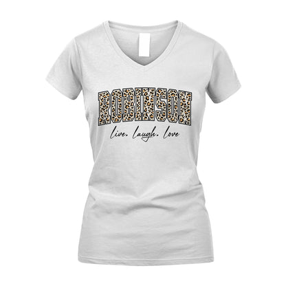 Live Laugh Love Custom Name With Leopard Pattern Shirt ROBINSON M1-13