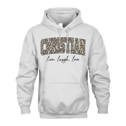 Live Laugh Love Custom Name With Leopard Pattern Shirt CHRISTIAN M1-13