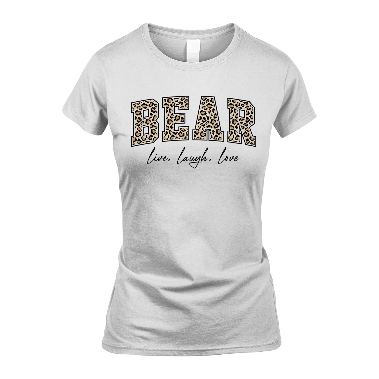 Live Laugh Love Custom Name With Leopard Pattern Shirt BEAR M1-13