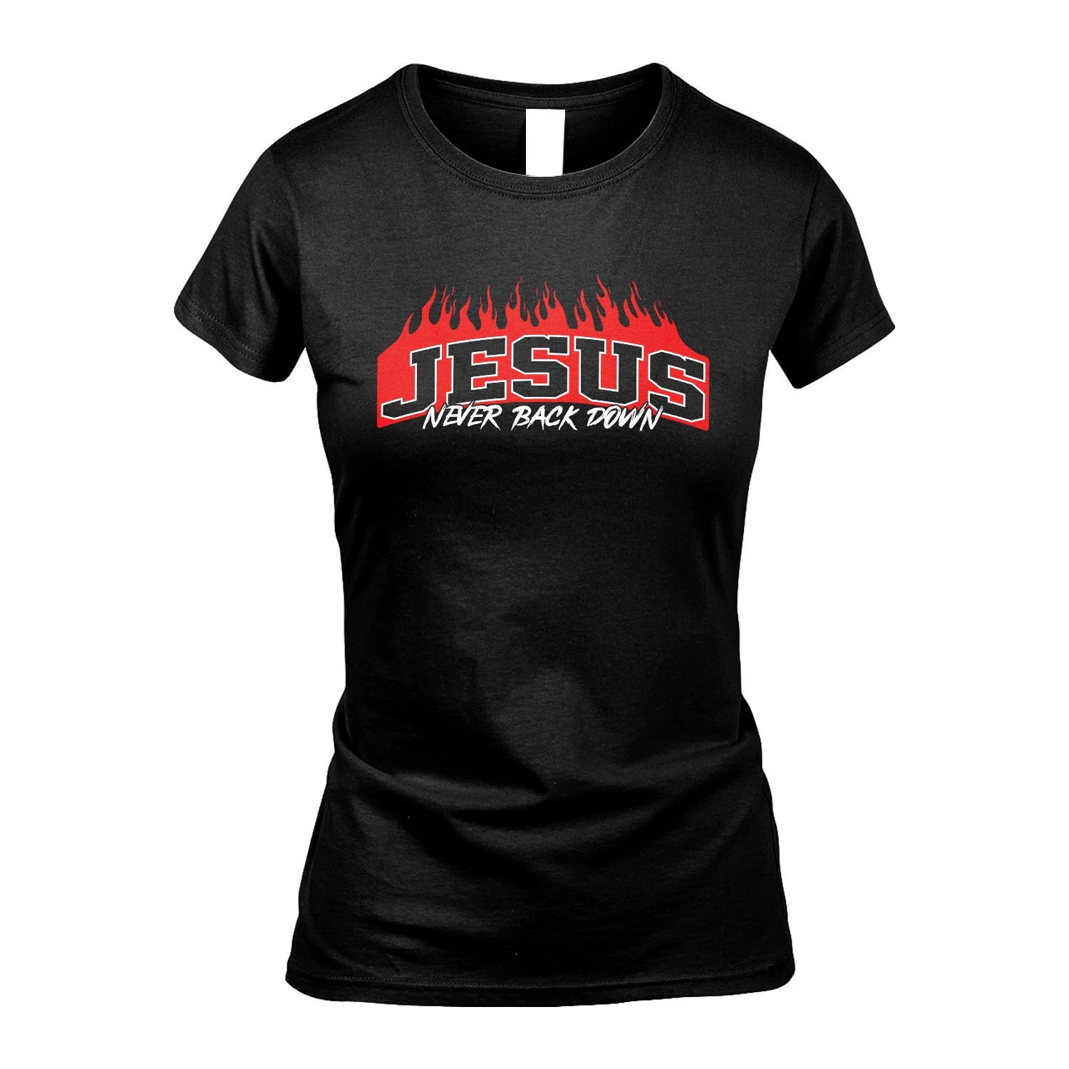 Never Back Down Your Name With Fire Shirt JESUS M1-37