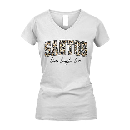 Live Laugh Love Custom Name With Leopard Pattern Shirt SANTOS M1-13