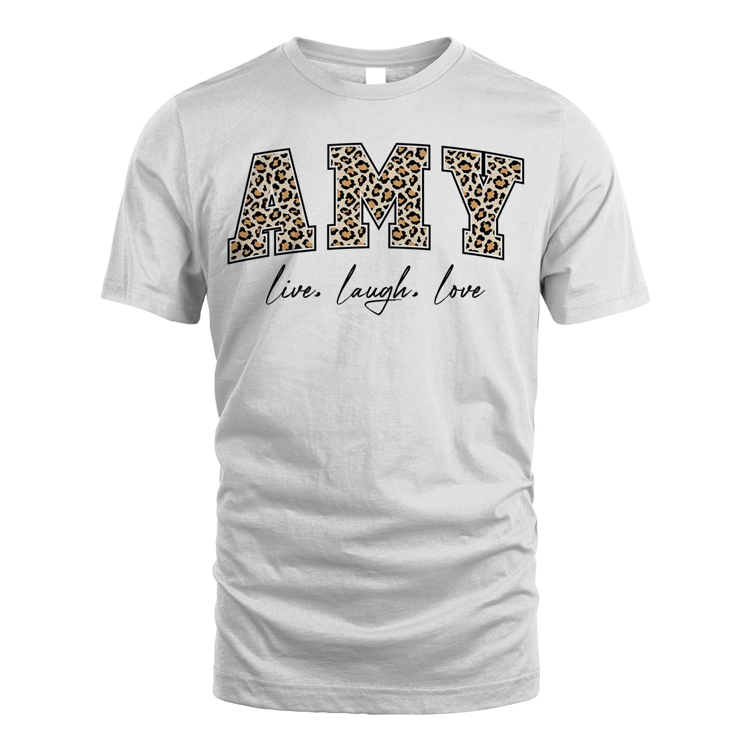 Live Laugh Love Custom Name With Leopard Pattern Shirt AMY M1-13