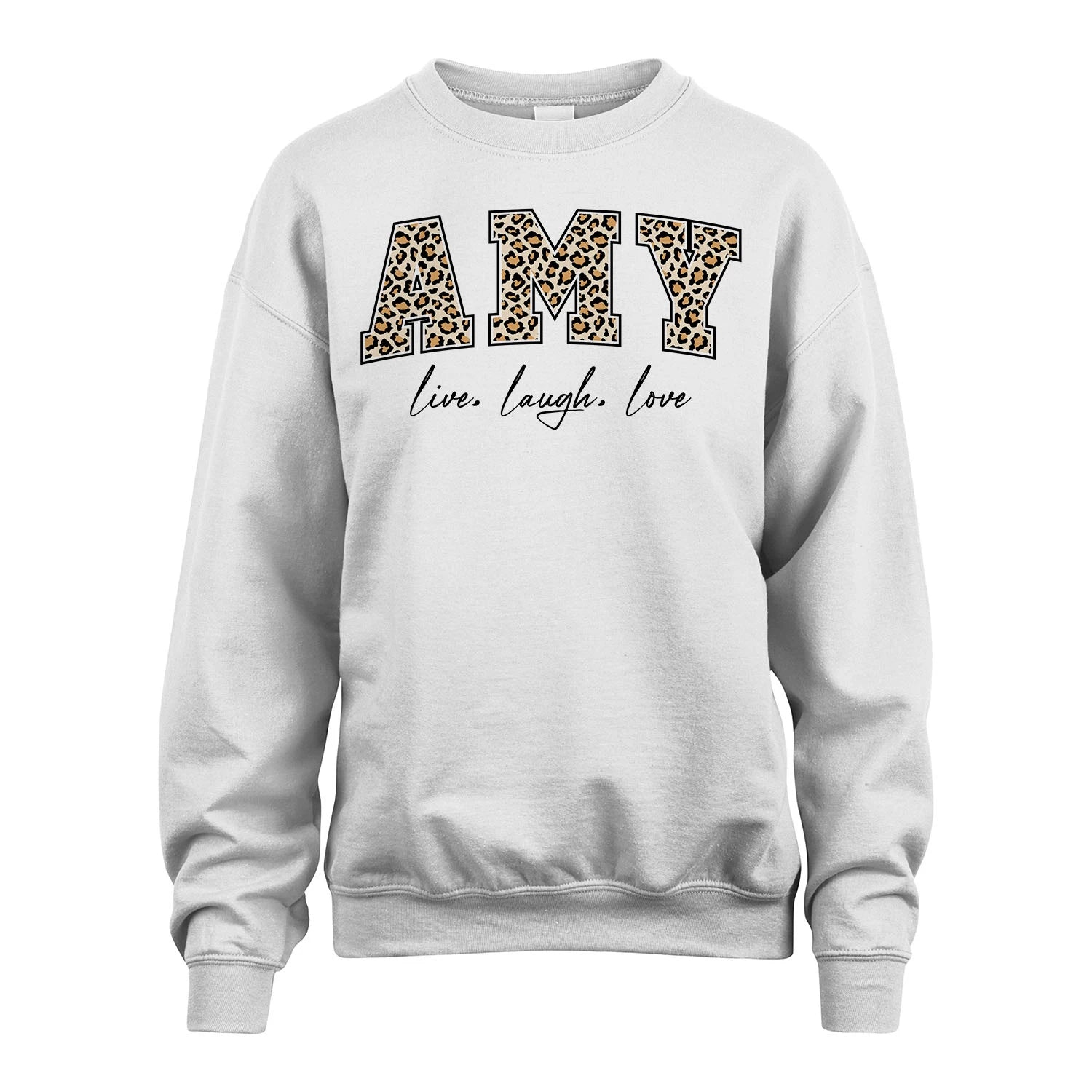 Live Laugh Love Custom Name With Leopard Pattern Shirt AMY M1-13