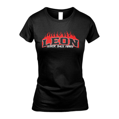 Never Back Down Your Name With Fire Shirt LEON M1-37