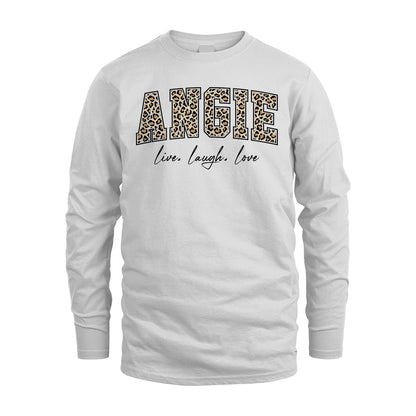 Live Laugh Love Custom Name With Leopard Pattern Shirt ANGIE M1-13