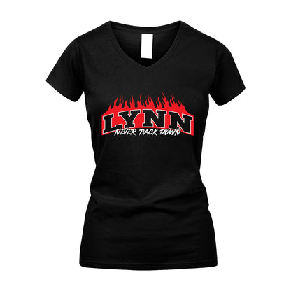 Never Back Down Your Name With Fire Shirt LYNN M1-37