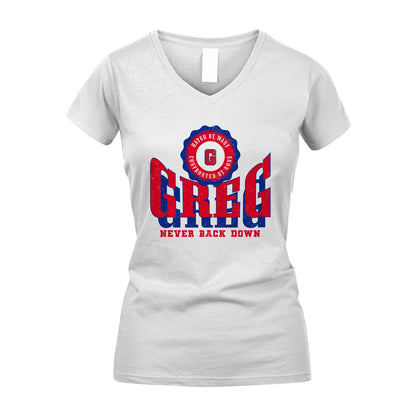 Your Name Never Back Down Shirt GREG M1-33