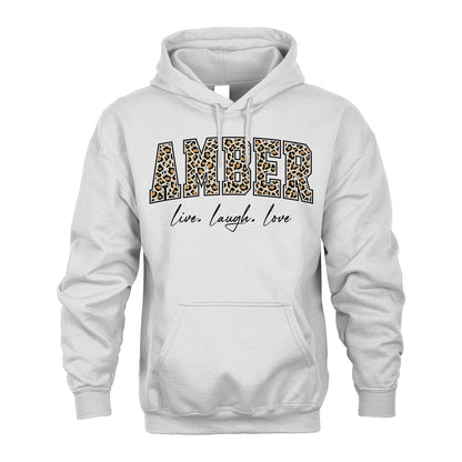 Live Laugh Love Custom Name With Leopard Pattern Shirt AMBER M1-13