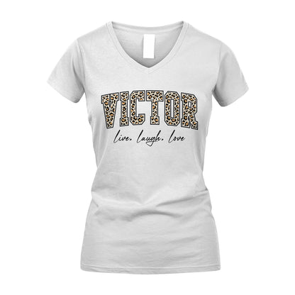 Live Laugh Love Custom Name With Leopard Pattern Shirt VICTOR M1-13