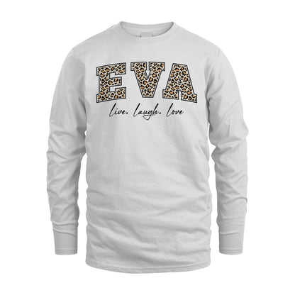 Live Laugh Love Custom Name With Leopard Pattern Shirt EVA M1-13