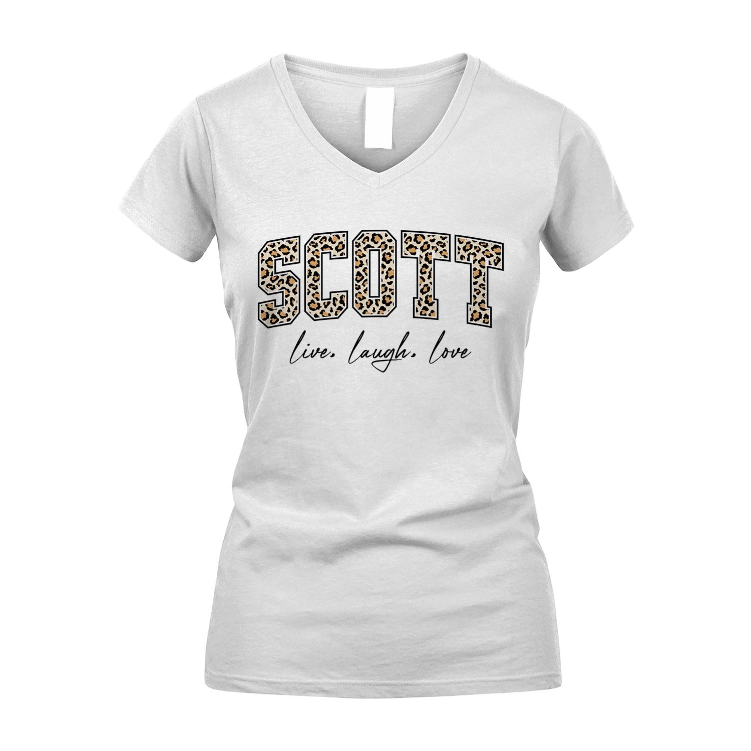 Live Laugh Love Custom Name With Leopard Pattern Shirt SCOTT M1-13