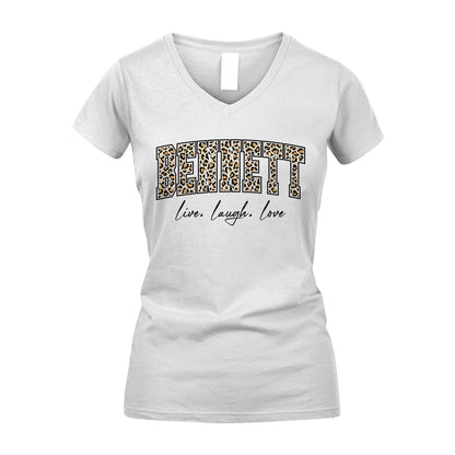 Live Laugh Love Custom Name With Leopard Pattern Shirt BENNETT M1-13