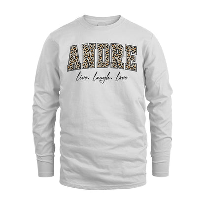 Live Laugh Love Custom Name With Leopard Pattern Shirt ANDRE M1-13