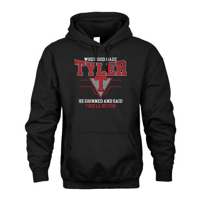 When God Made Your Name He Grinned And Said This'll Be Fun Baseball Shirt TYLER M1-29