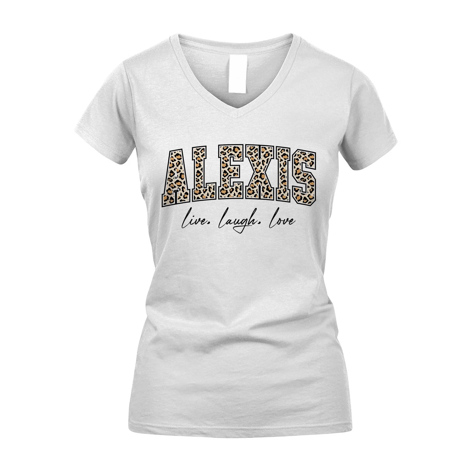 Live Laugh Love Custom Name With Leopard Pattern Shirt ALEXIS M1-13