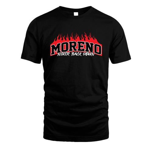 Never Back Down Your Name With Fire Shirt MORENO M1-37