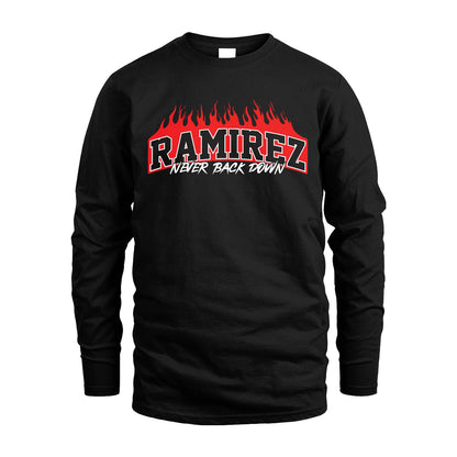 Never Back Down Your Name With Fire Shirt RAMIREZ M1-37