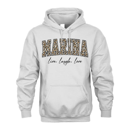 Live Laugh Love Custom Name With Leopard Pattern Shirt MARINA M1-13