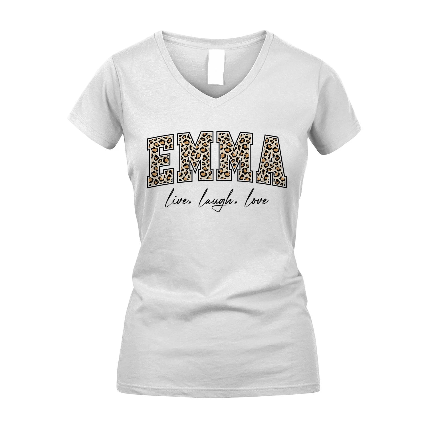 Live Laugh Love Custom Name With Leopard Pattern Shirt EMMA M1-13