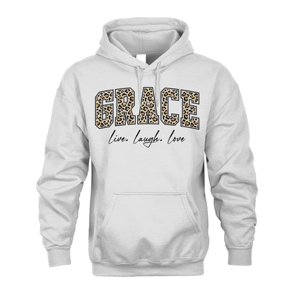 Live Laugh Love Custom Name With Leopard Pattern Shirt GRACE M1-13