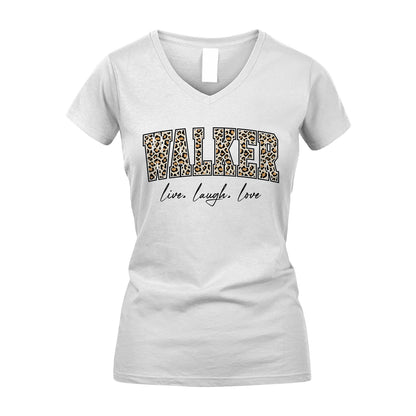 Live Laugh Love Custom Name With Leopard Pattern Shirt WALKER M1-13