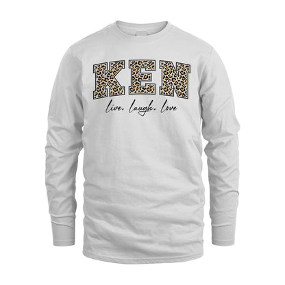 Live Laugh Love Custom Name With Leopard Pattern Shirt KEN M1-13