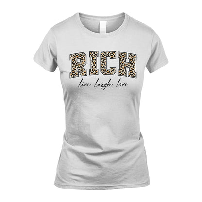 Live Laugh Love Custom Name With Leopard Pattern Shirt RICH M1-13