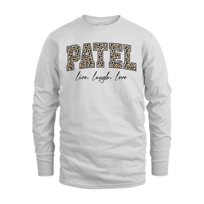 Live Laugh Love Custom Name With Leopard Pattern Shirt PATEL M1-13