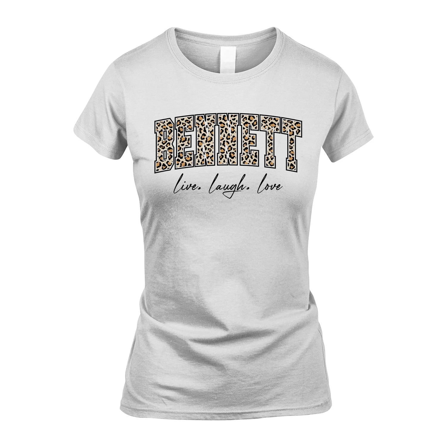 Live Laugh Love Custom Name With Leopard Pattern Shirt BENNETT M1-13