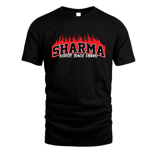 Never Back Down Your Name With Fire Shirt SHARMA M1-37