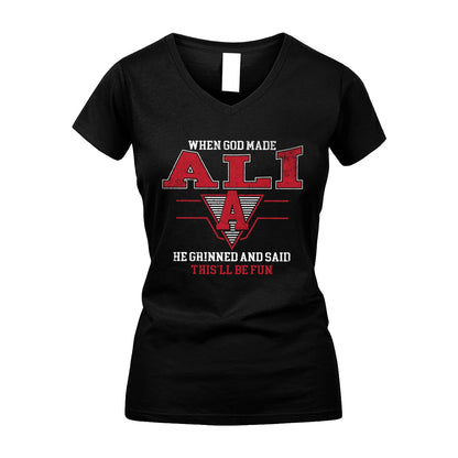 When God Made Your Name He Grinned And Said This'll Be Fun Baseball Shirt ALI M1-29