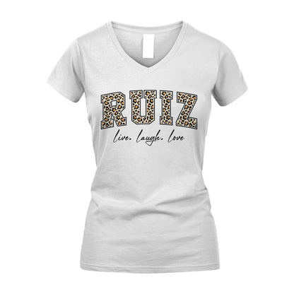 Live Laugh Love Custom Name With Leopard Pattern Shirt RUIZ M1-13