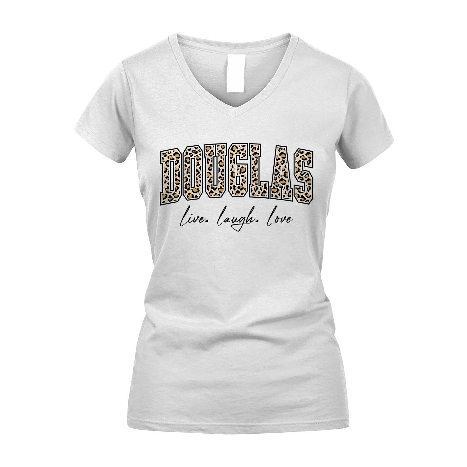 Live Laugh Love Custom Name With Leopard Pattern Shirt DOUGLAS M1-13