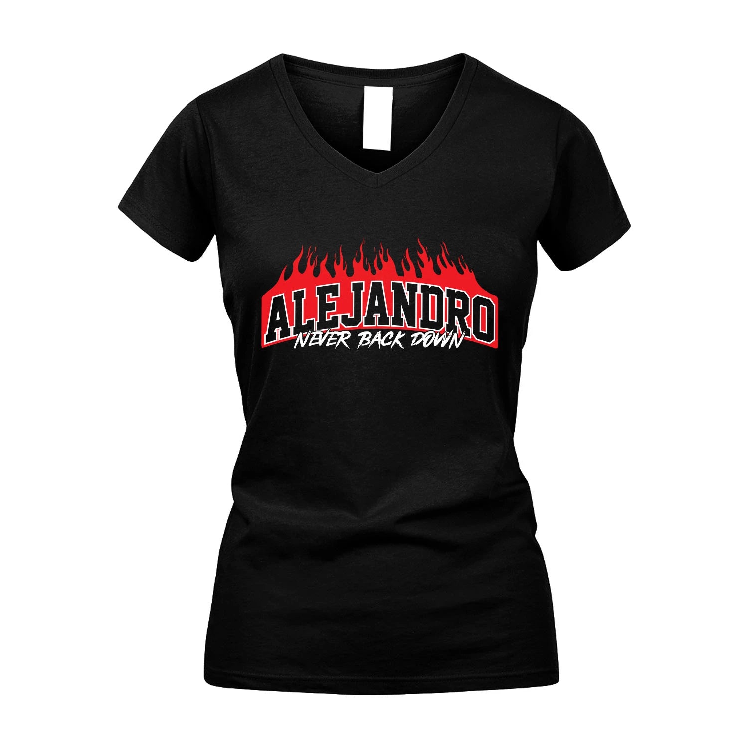 Never Back Down Your Name With Fire Shirt ALEJANDRO M1-37