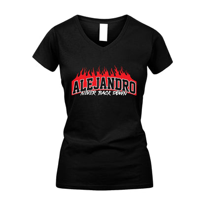 Never Back Down Your Name With Fire Shirt ALEJANDRO M1-37