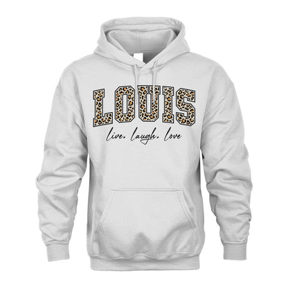 Live Laugh Love Custom Name With Leopard Pattern Shirt LOUIS M1-13