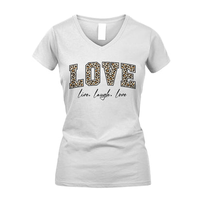 Live Laugh Love Custom Name With Leopard Pattern Shirt LOVE M1-13