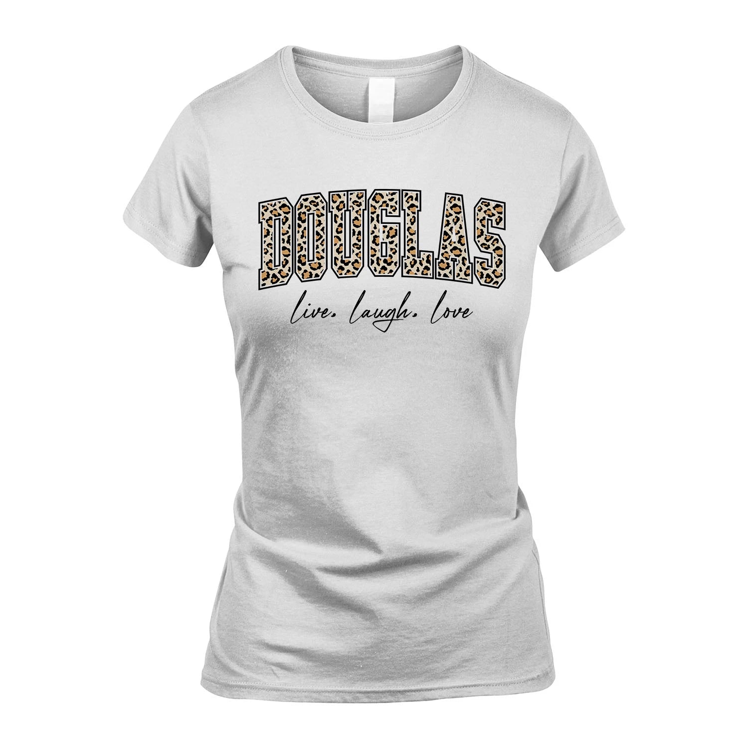 Live Laugh Love Custom Name With Leopard Pattern Shirt DOUGLAS M1-13