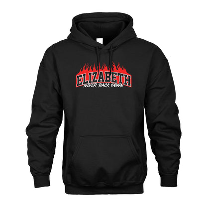 Never Back Down Your Name With Fire Shirt ELIZABETH M1-37