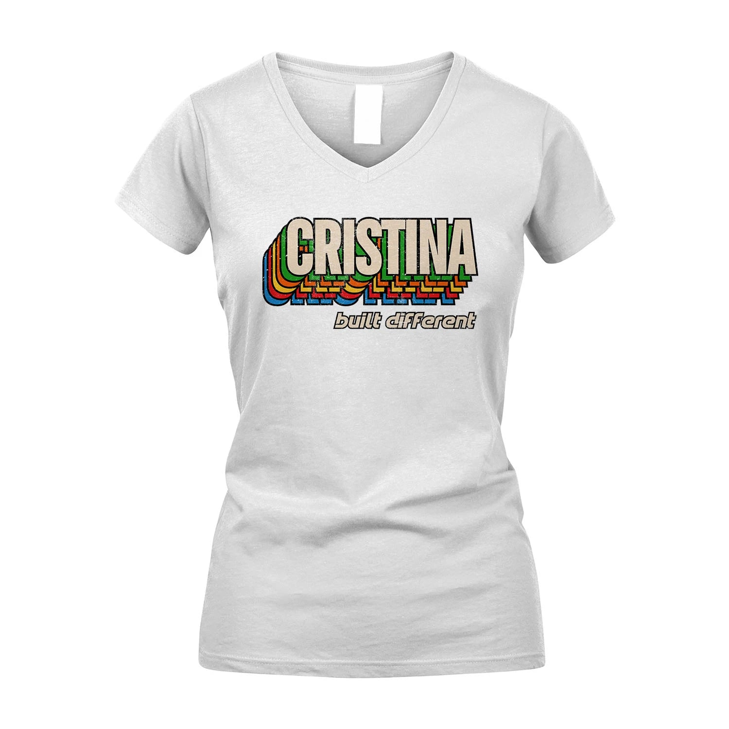 Your Name Built Different Retro Shirt CRISTINA M1-26