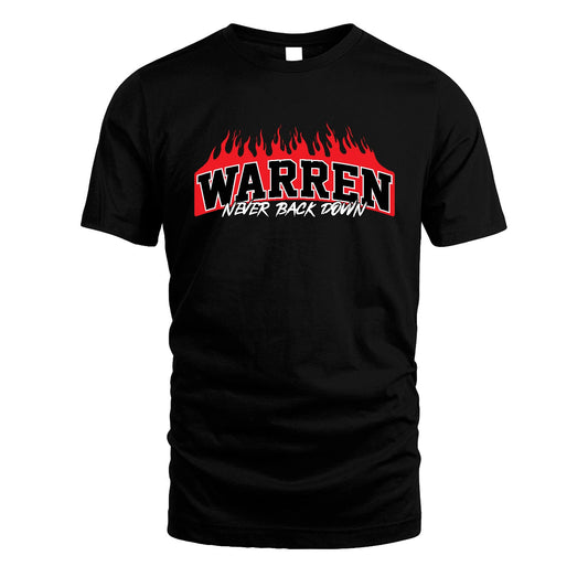 Never Back Down Your Name With Fire Shirt WARREN M1-37