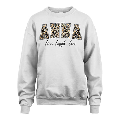 Live Laugh Love Custom Name With Leopard Pattern Shirt ANNA M1-13
